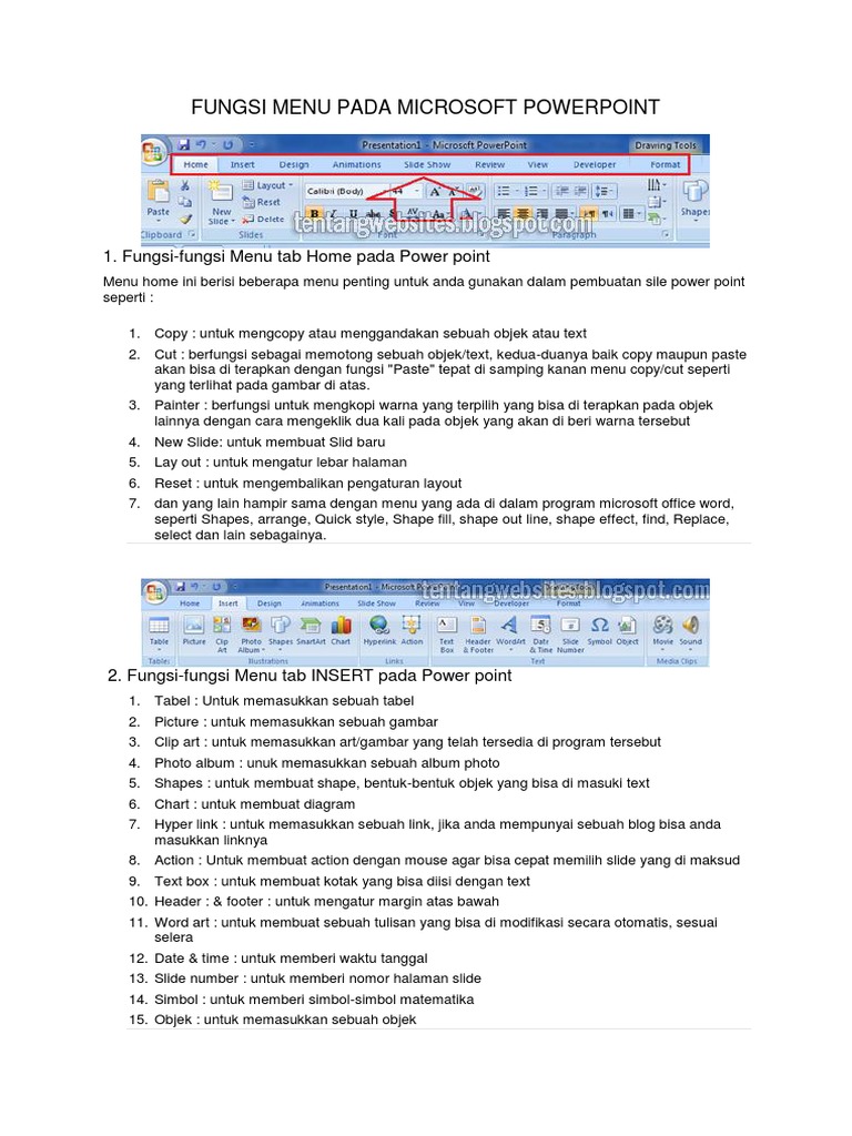 Fungsi Menu Pada Microsoft Powerpoint | PDF