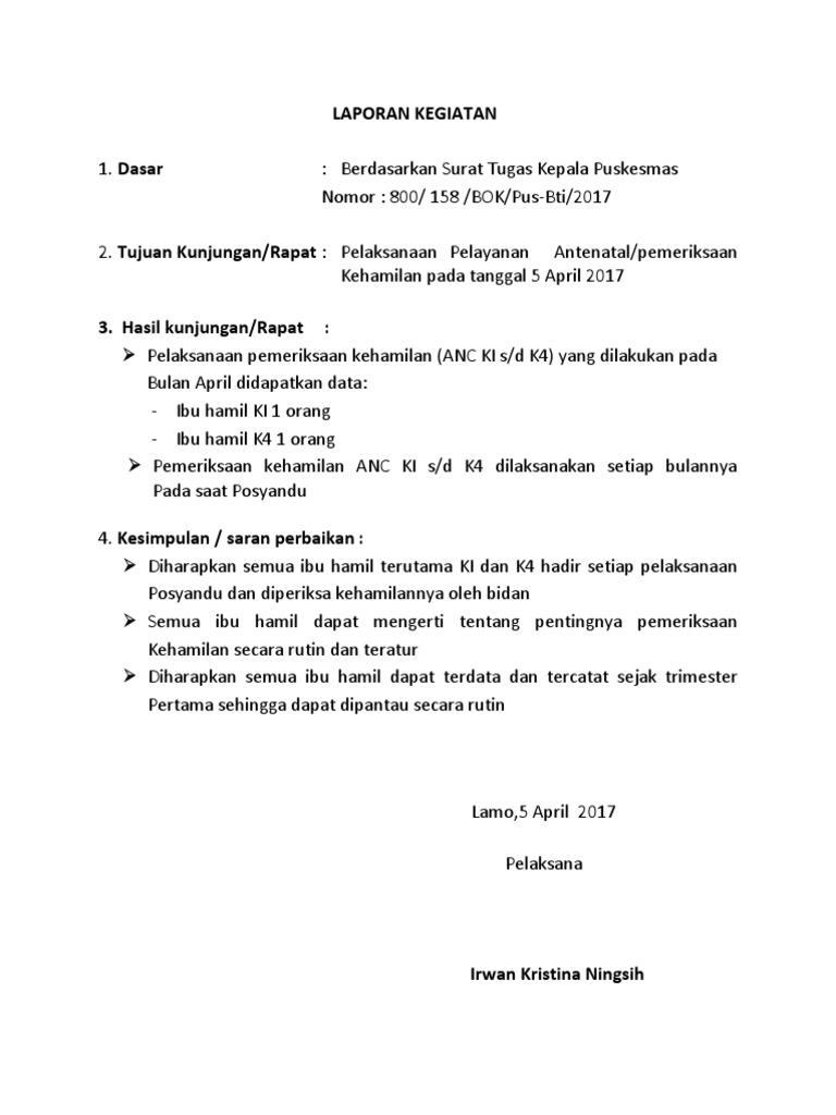 Contoh Laporan Hasil Kegiatan Bok Nusagates