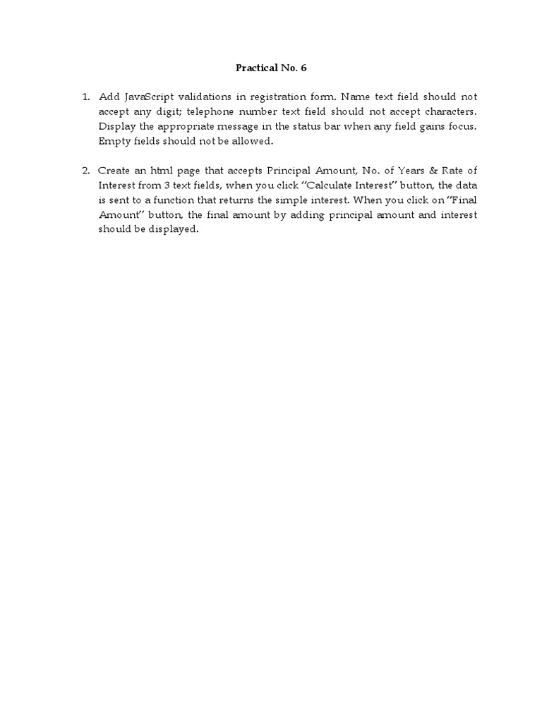 JavaScript Practical List | PDF