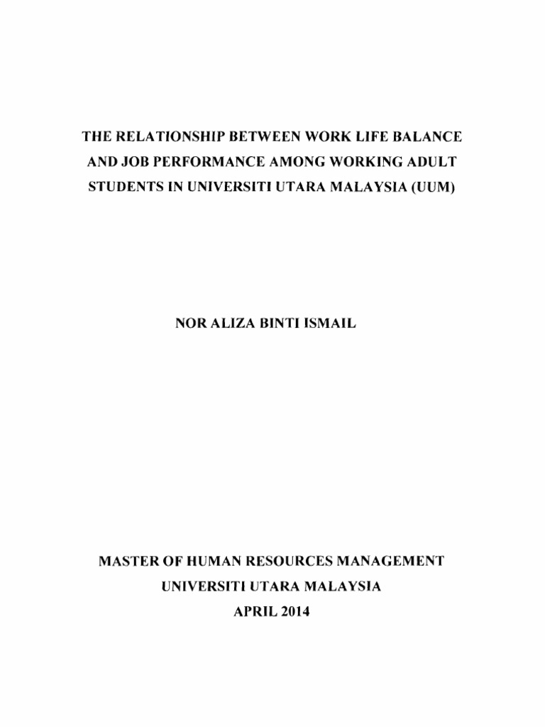 The Relationship Between Work Life Balance and Job Performance Among ...