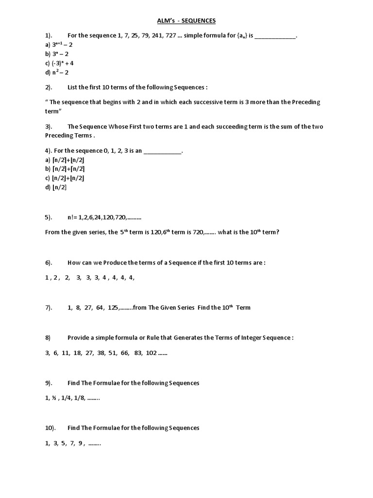Sequence Formulas and Terms Guide | PDF