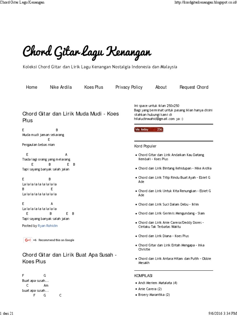 Chord Gitar Lagu Kenangan Pdf