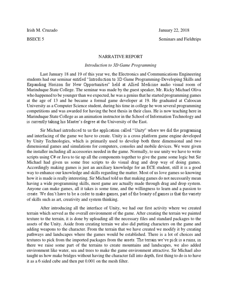 Narrative Report Seminars and Fieldtrips | Electrical Engineering ...