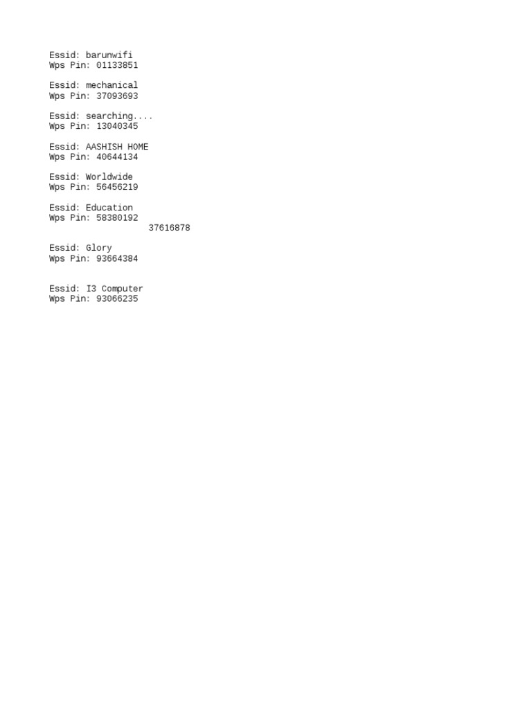 Wps pin list.txt