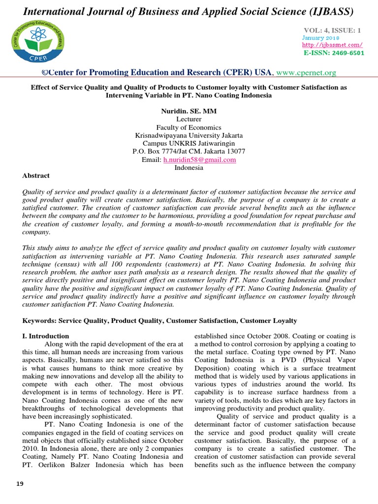 Effect of Service Quality and Quality of Products To Customer Loyalty