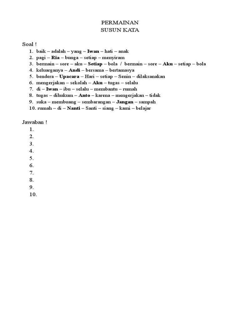 Permainan Susun Kata | PDF