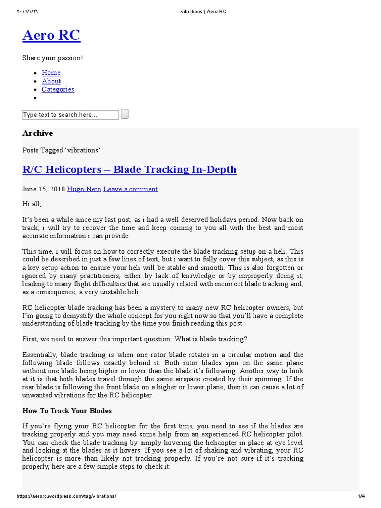 Vibrations Aero RC PDF Helicopter Flight