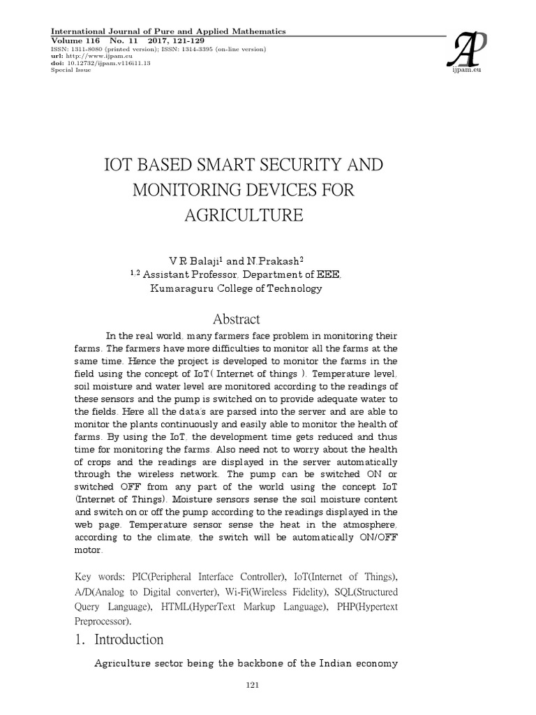 IoT Smart Security for Agriculture Monitoring | PDF | Internet Of ...