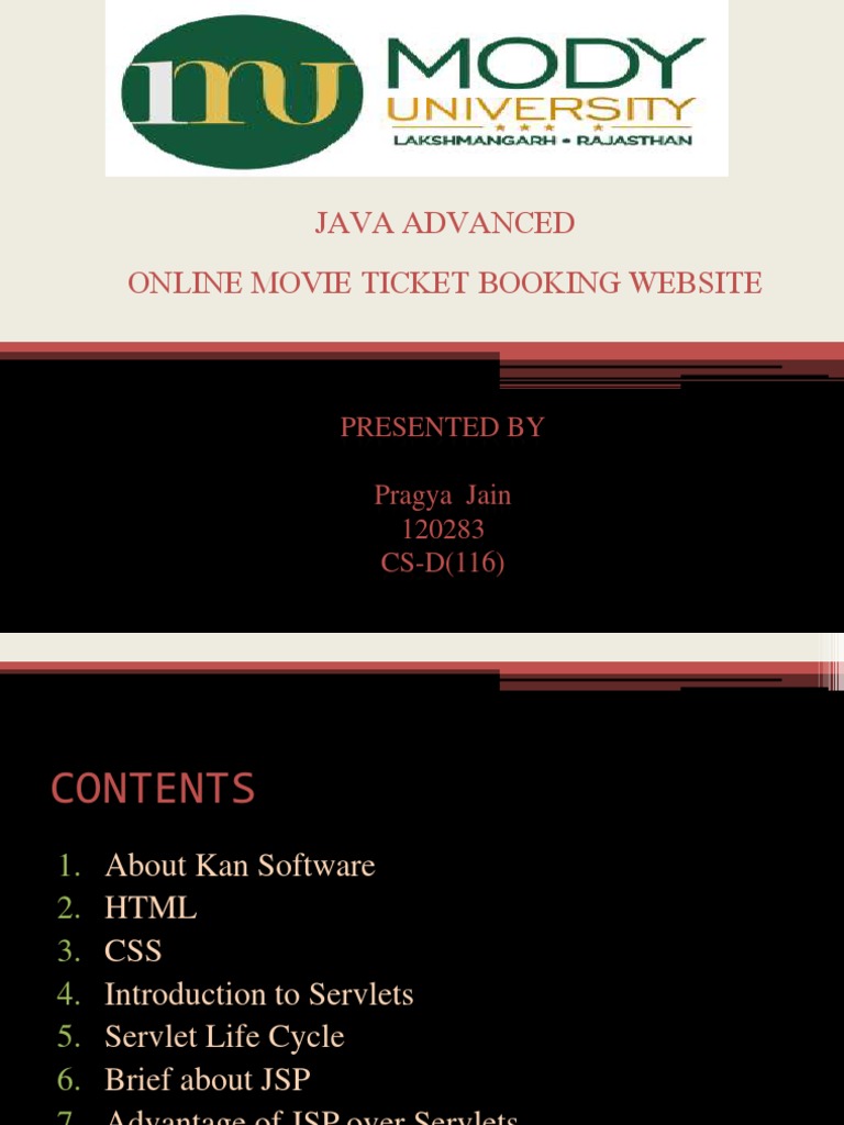 Java Advanced Online Movie Ticket Booking Website: Presented by Pragya ...