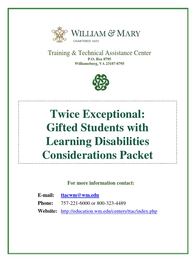 Twice Exceptional | PDF | Intellectual Giftedness | Learning Disability