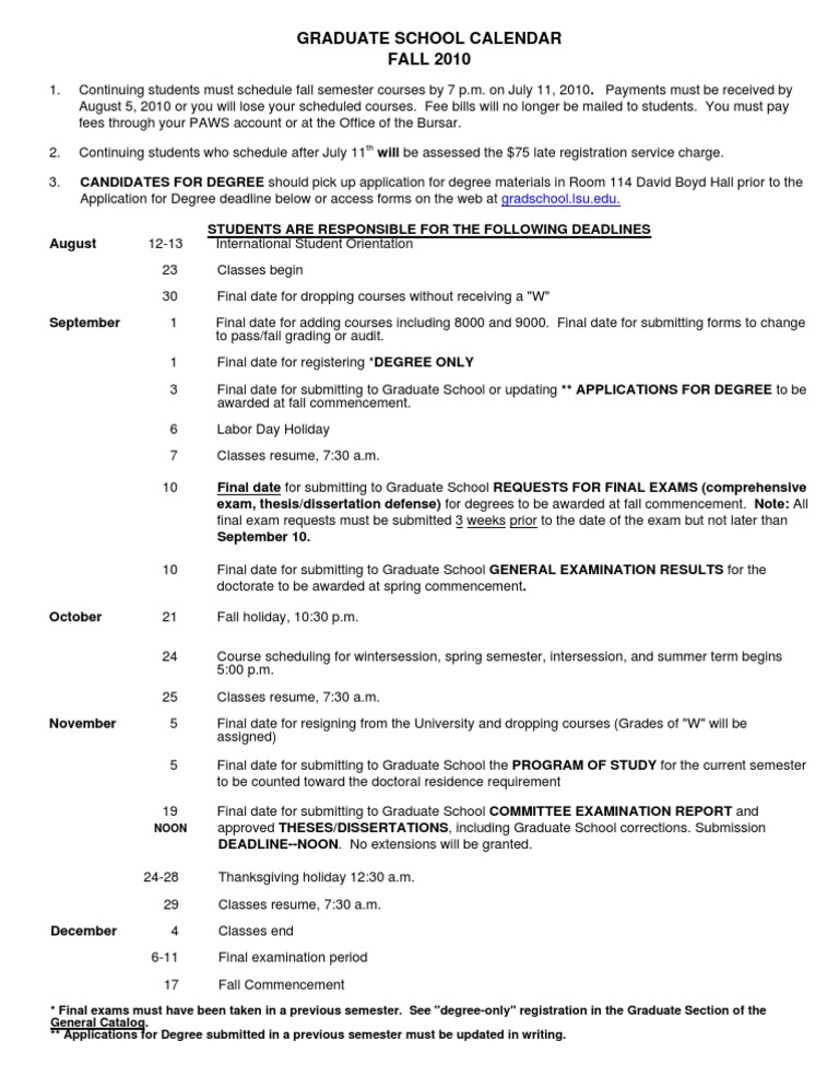 Grad School Calender | PDF | Graduate School | Thesis