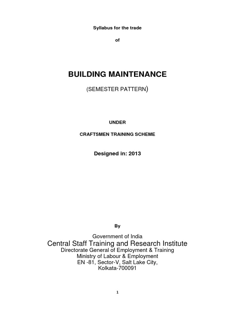 Building Maintenance Training Syllabus | PDF | Mortar (Masonry ...