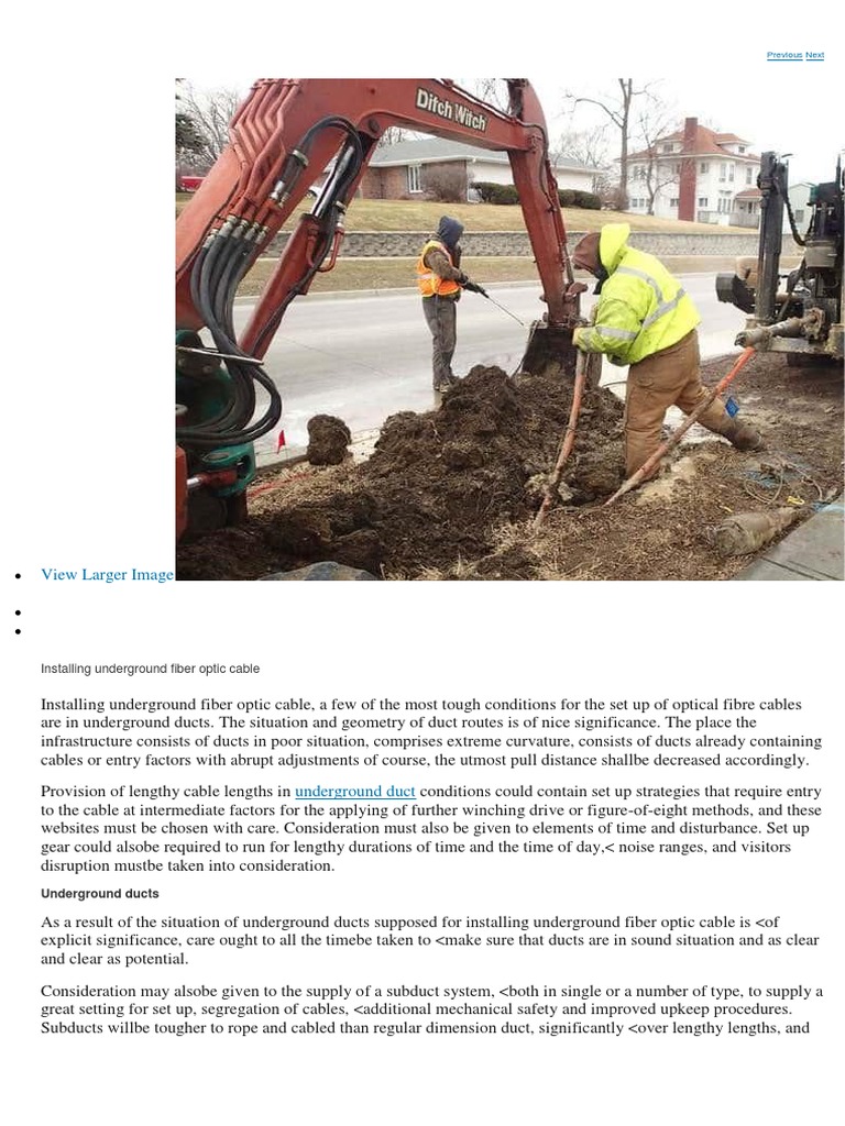 Installing Underground Fibre Optic Cable Optical Fiber Rope