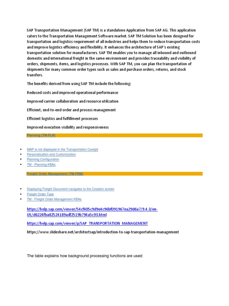 SAP Transportation Management | PDF | Cargo | Logistics
