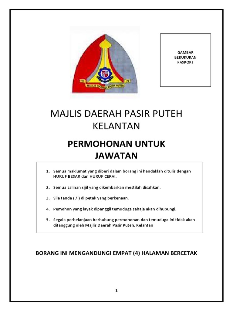 Borang Jawatan Kosong 0 Kosong Pdf