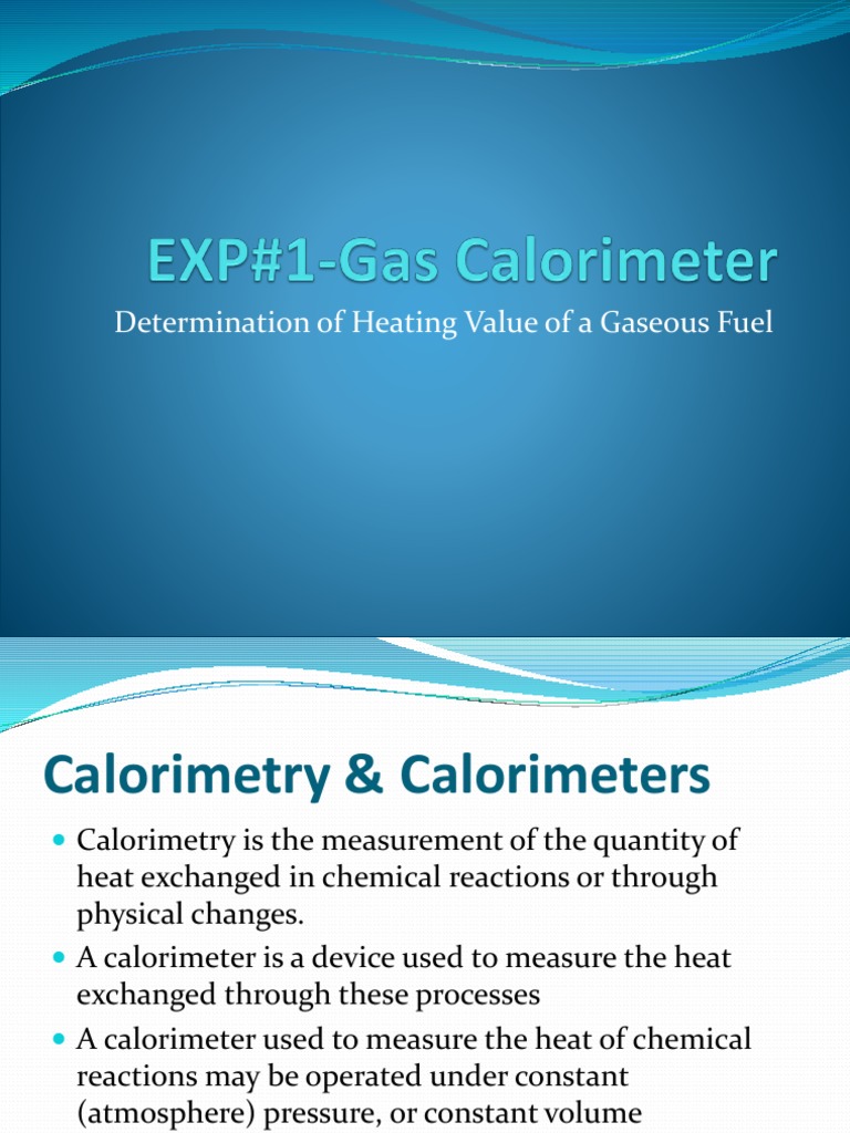 Gas Calorimeter Power Point PDF Branches Of Thermodynamics Chemical Engineering