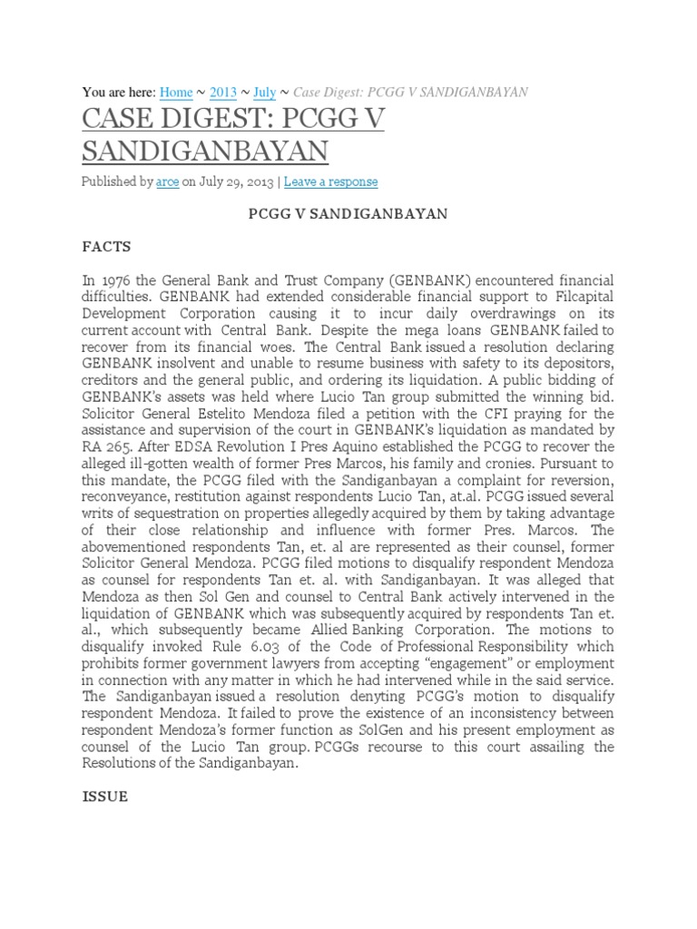 Case digest pcgg v sandiganbayan home 2013 july pdf liquidation