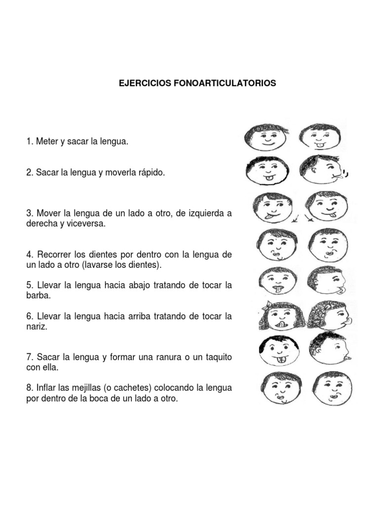 Ejercicios Fonoarticulatorios para Niños | PDF | Aquisición de idioma ...