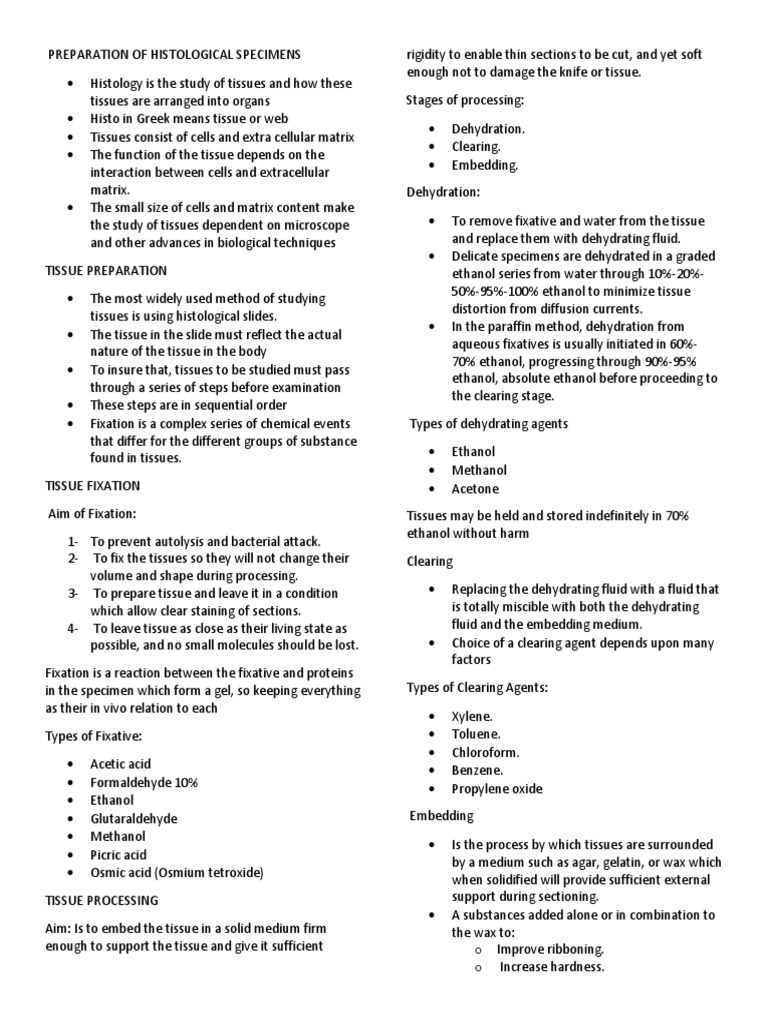 Histology 1 Staining Fixation (Histology)