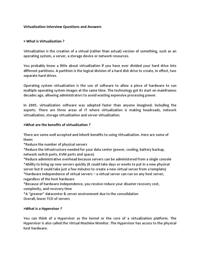 Virtualization Interview Questions and Answers | PDF | Hyper V | V Mware