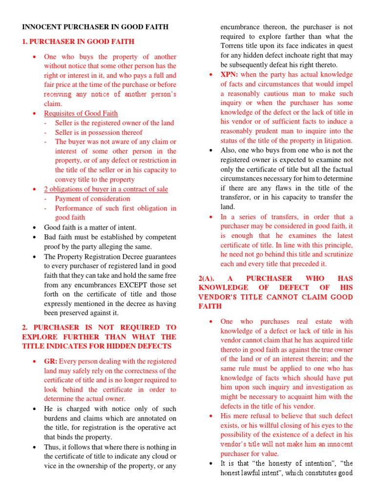LTD Report-Innocent Purchaser in Good Faith | PDF | Mortgage Law | Law ...