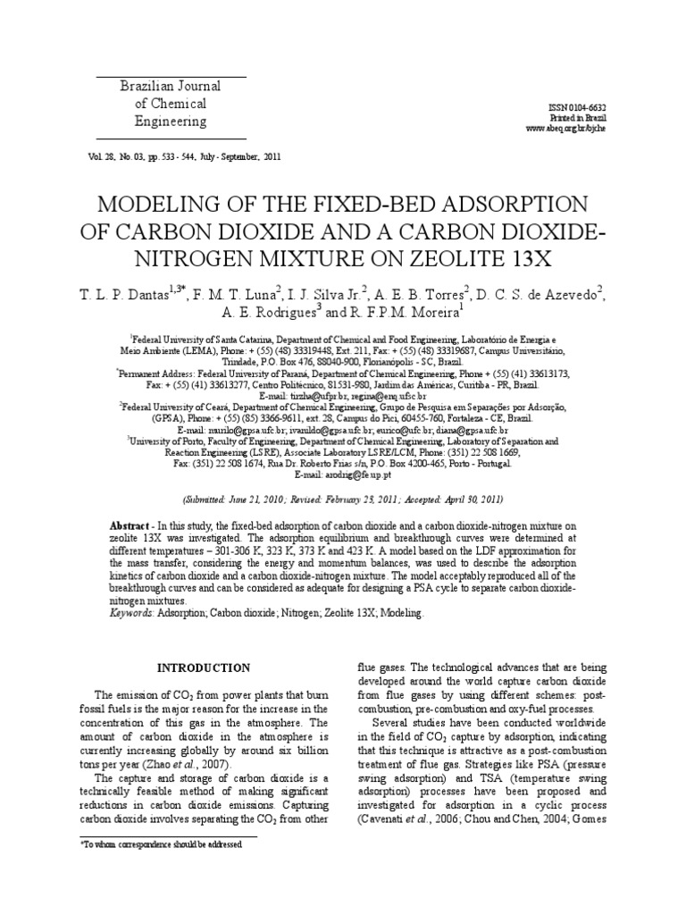 CO2 Adsorption on Zeolite 13X Model | PDF | Adsorption | Carbon Dioxide