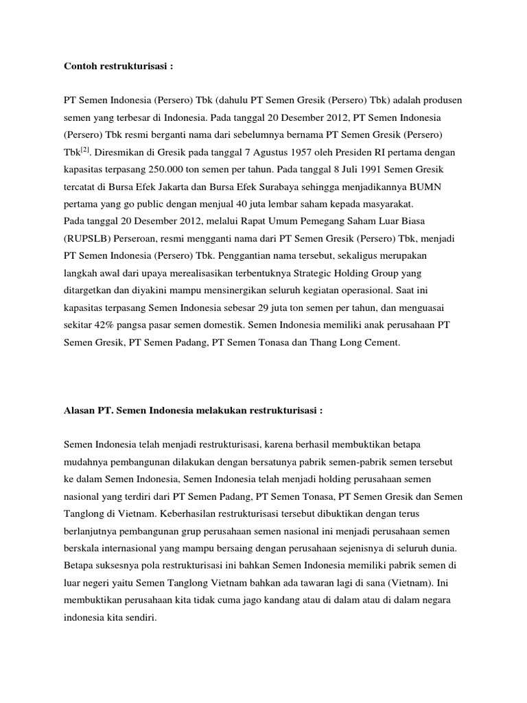Contoh Restrukturisasi Rahmat