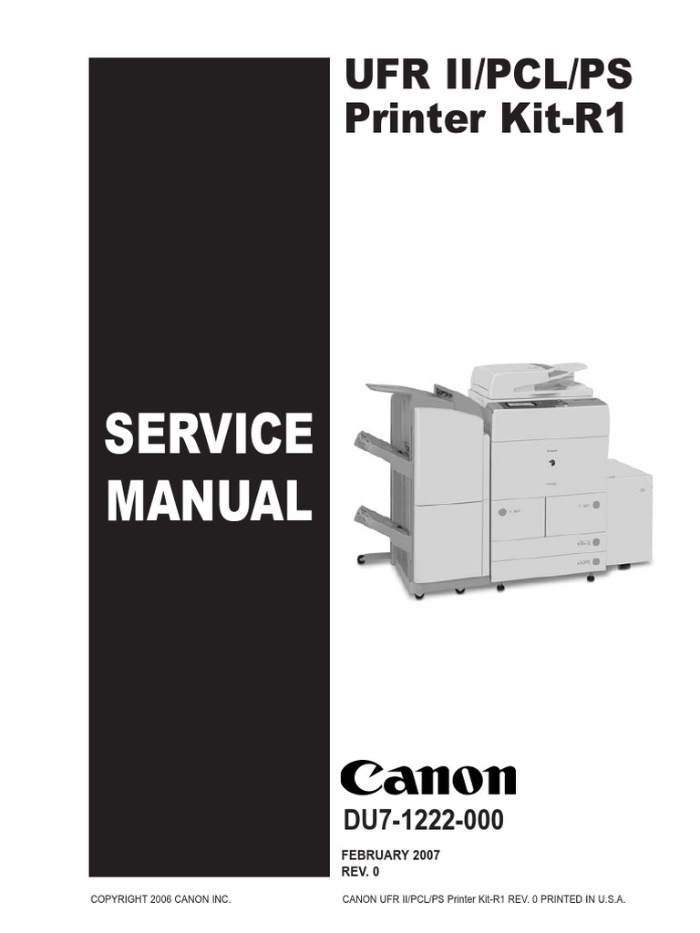 Canon Ufr II, Pcl, Ps Printer Kit r1 Service Manual Typefaces File
