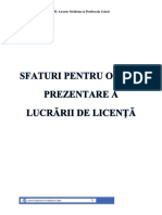 Sfaturi Pentru o Buna Prezentare A Licentei