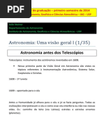 Astronomia - Um Visão Geral I