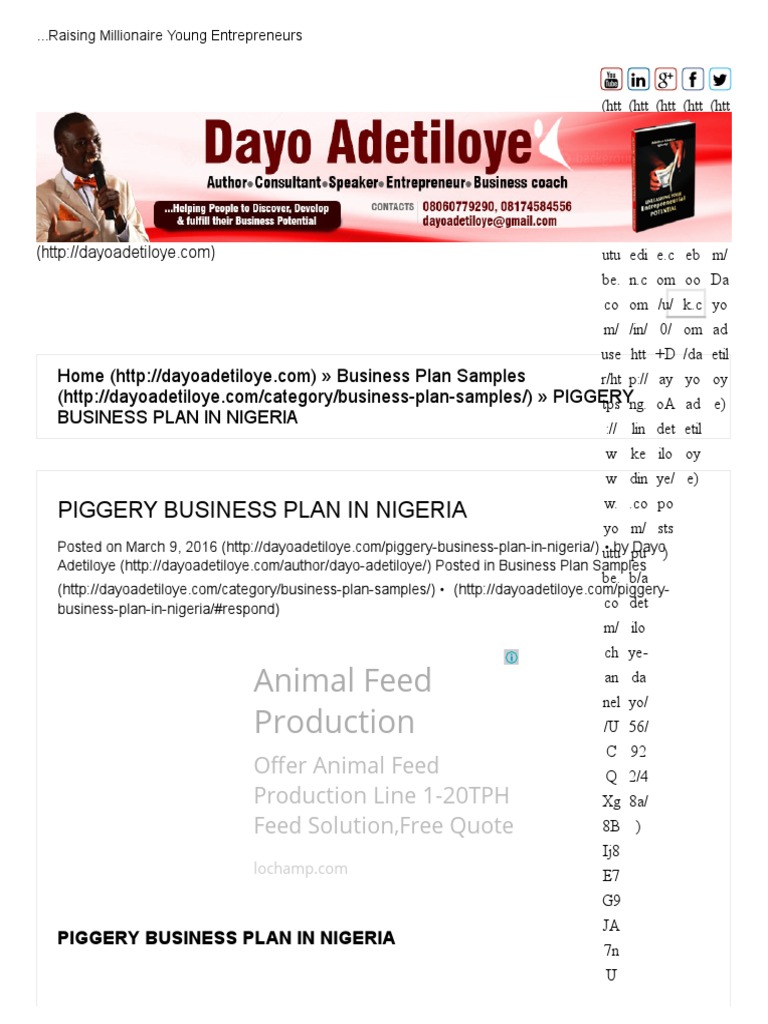 piggery business plan in nigeria pdf