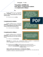 Funções sintáticas: complemento direto, indireto e oblíquo