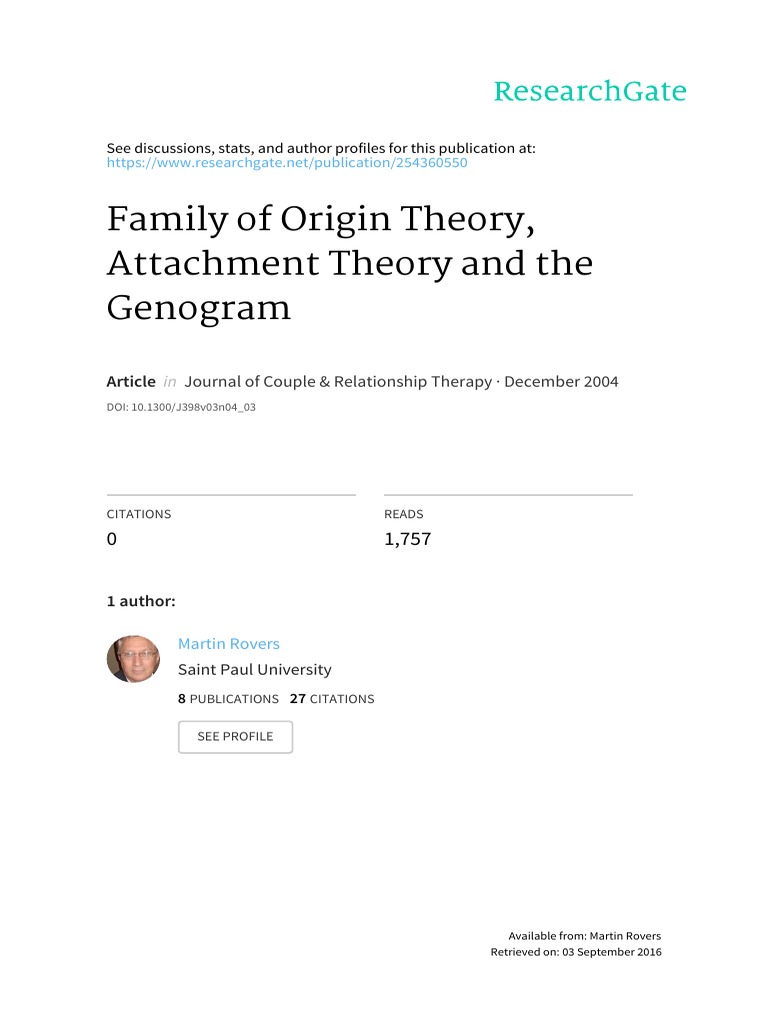 Family Of Origin Attachment And Genogram Aft Pdf Attachment Theory Clinical Psychology