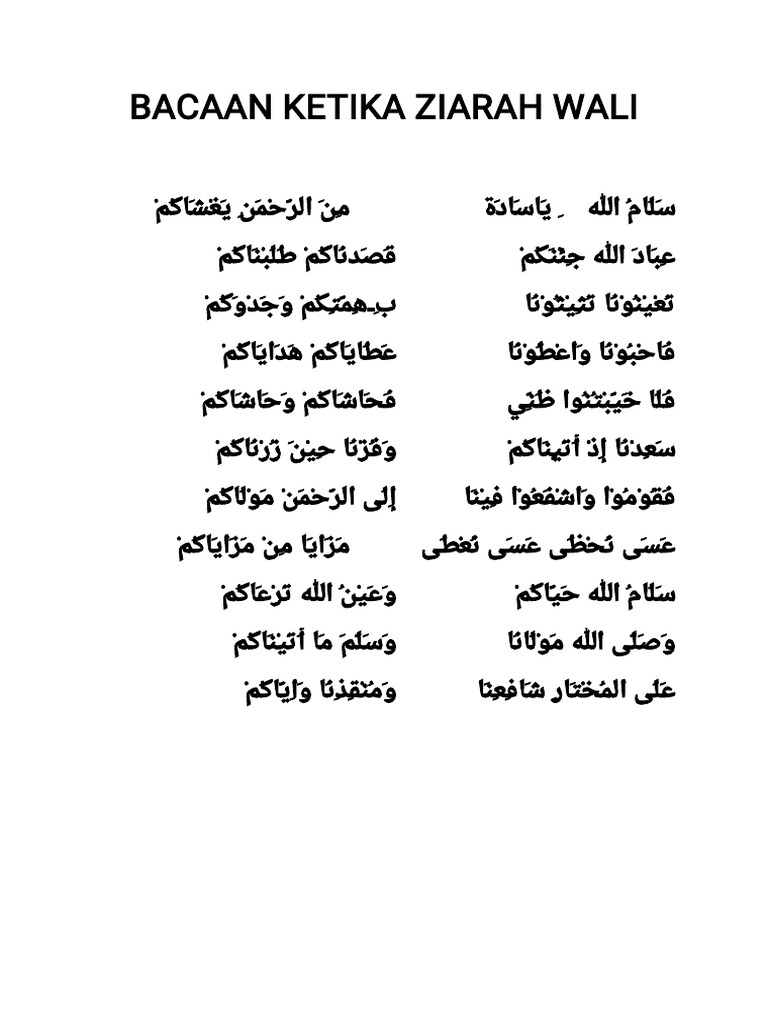 Bacaan Ketika Ziarah Wali 1