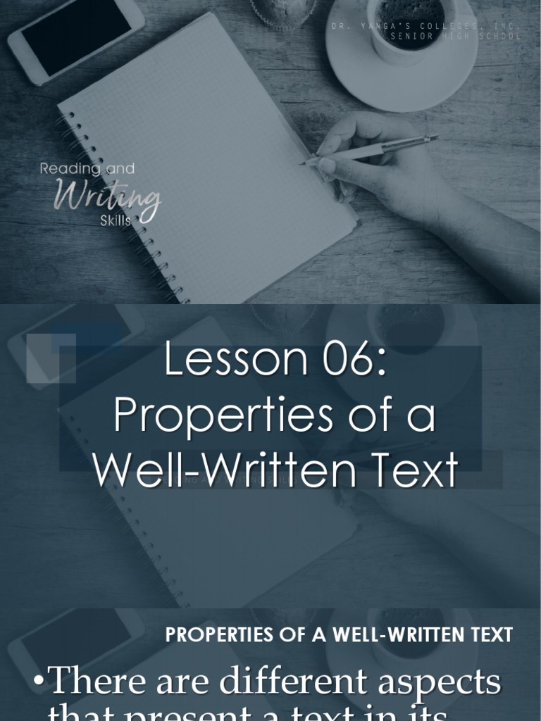 Properties of a Wellwritten Text Vocabulary Grammar