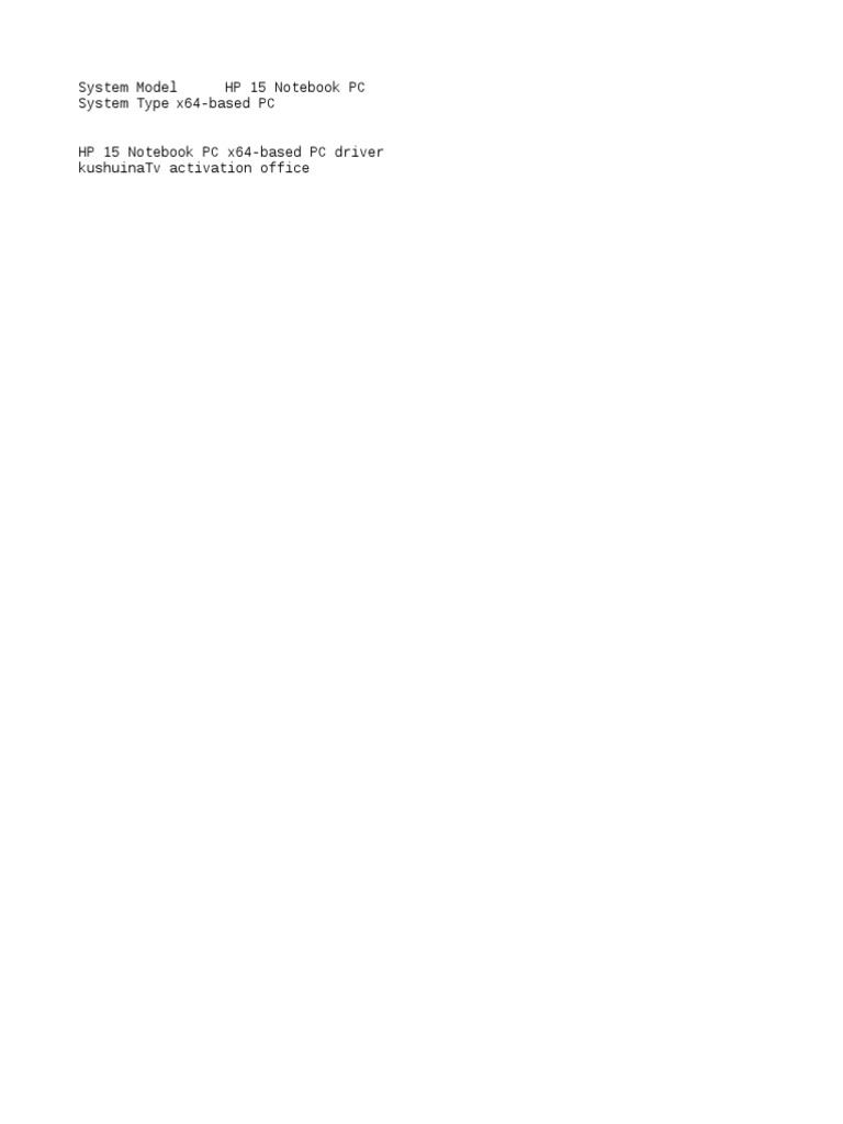 System Model HP 15 Notebook PC System Type X64-Based PC | PDF ...