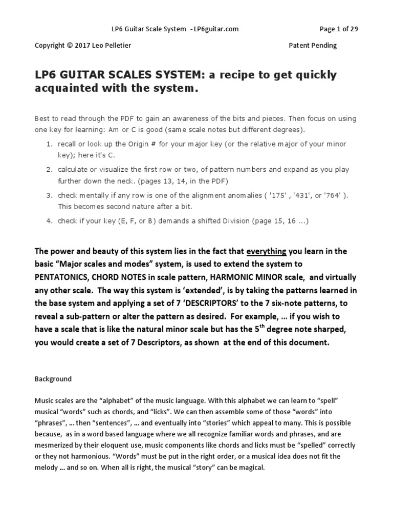 LP6 Guitar Scales System | PDF | Scale (Music) | Mode (Music)