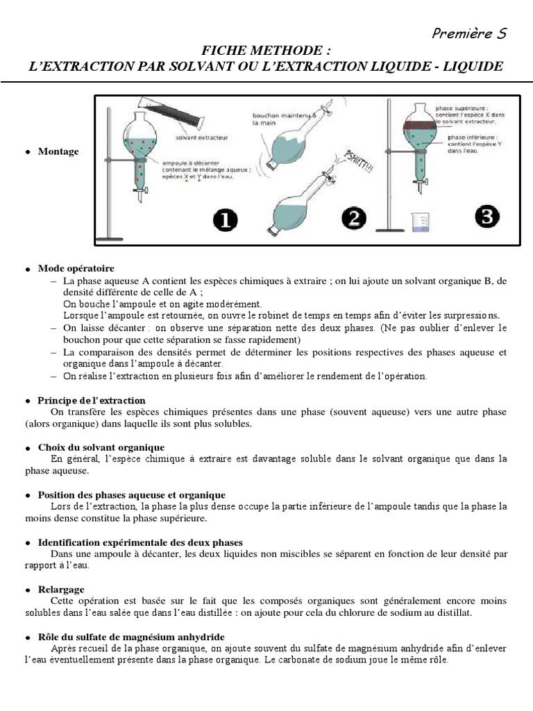 Extraction liquide-liquide : méthode et protocole | PDF