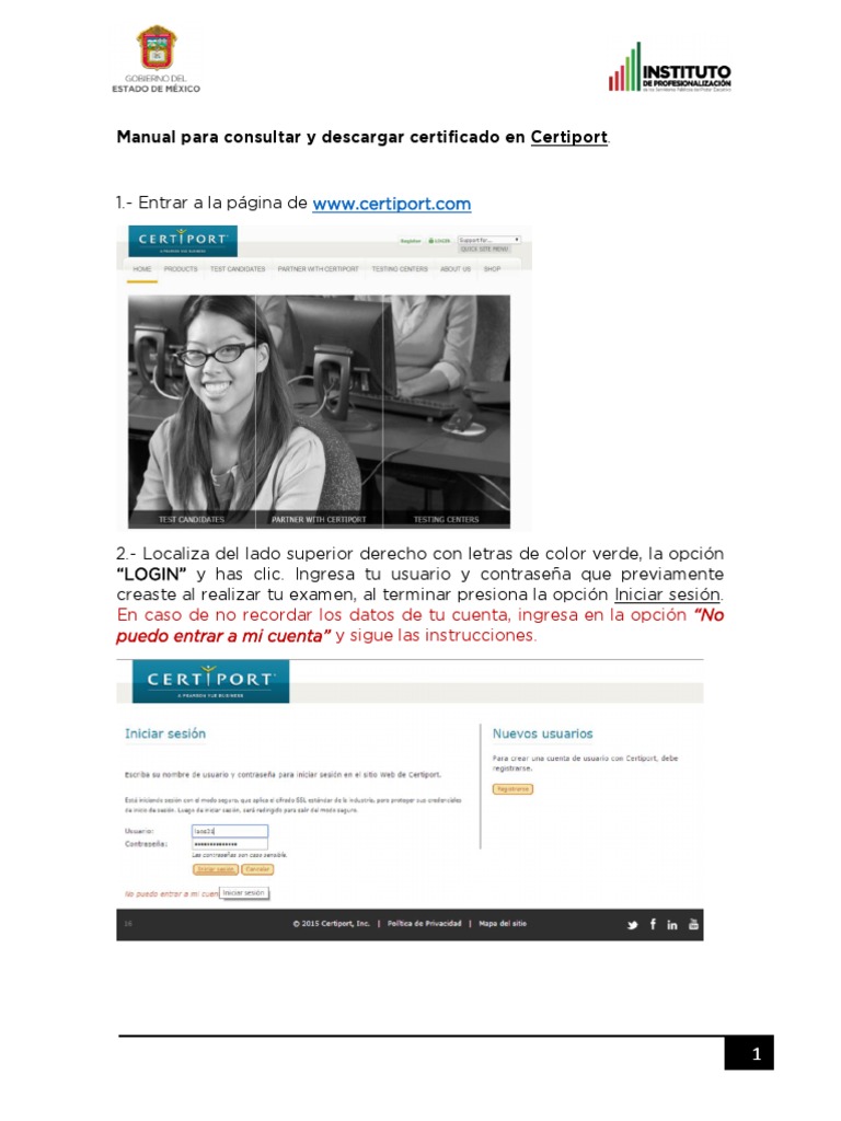 Cómo descargar tu certificado en Certiport | PDF