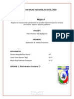 Registra de Transacciones y Elaboración de Estados Financieros para Los Sectores de La Banca, Seguros, Agrícola y Gobierno