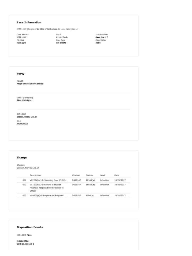 Harvey Denson Traffic Case PDF Plea Social Institutions