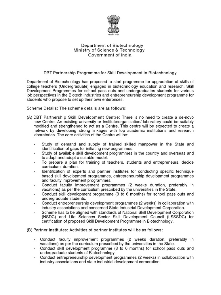 Biotech Skill Development Program | PDF | Entrepreneurship | Curriculum