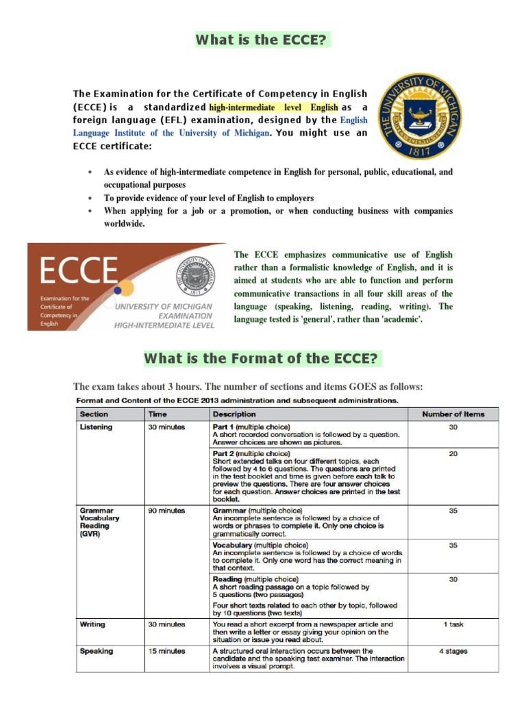 What is the ECCE Test (Assessment) English Language