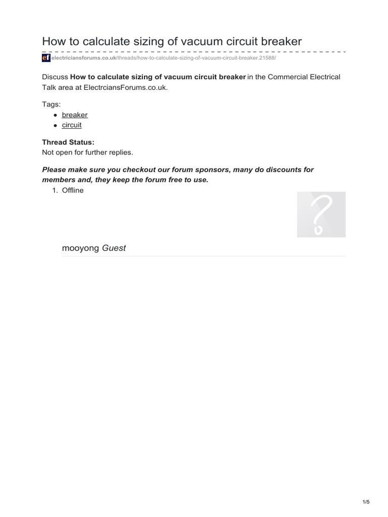 How To Calculate Sizing of Vacuum Circuit Breaker PDF Electrical