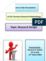 Welcome To My Presentation: Topic: Research Design