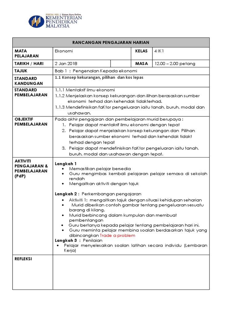 1.1 Konsep Kekurangan, Pilihan Dan Kos Lepas | PDF
