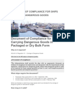 Document of Compliance For Ships Carrying Dangerous