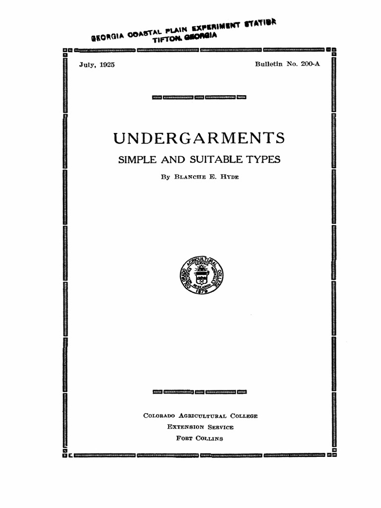 Undergarments Simple and Suit Able Types PDF Seam (Sewing