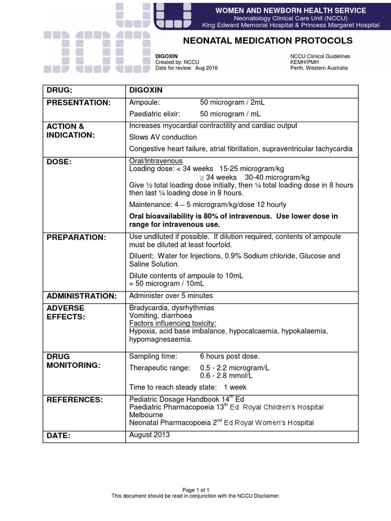 Digoxin PDF PDF Dose (Biochemistry) Chemistry