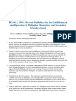 DO 40, S. 1994 - Revised Guidelines For The Establishment and Operation of Philippine Elementary and Secondary Schools Abroad